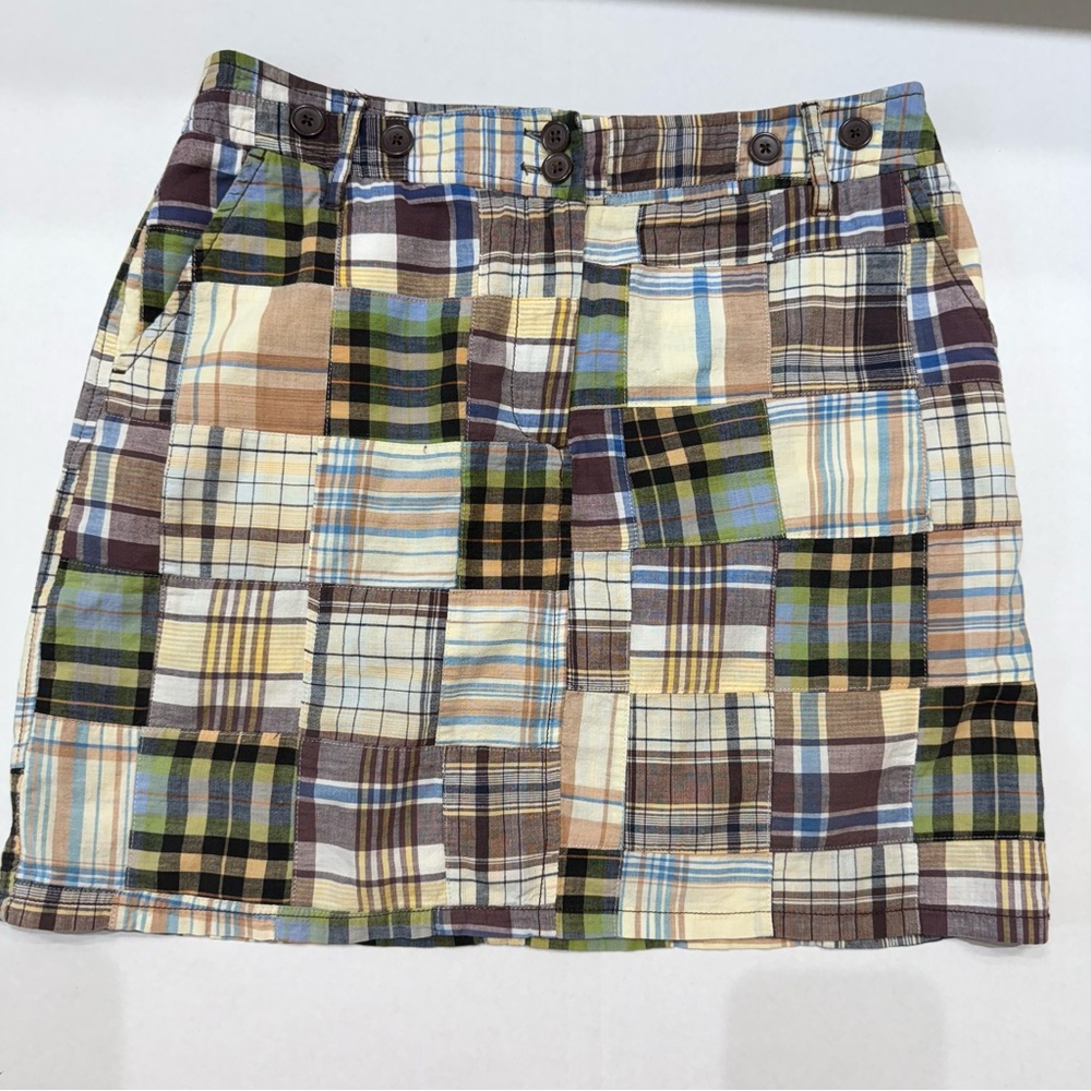 502 - Larry Levine Blue Tan Mini Skirt Casual Resort Wear Size 8 - Picture 7 of 9